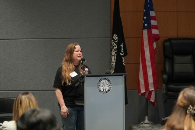 woman at podium