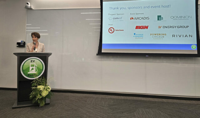 woman speaking at podium