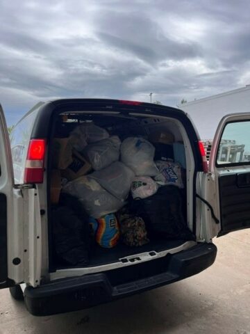 The bags filled the entire van!